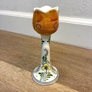 Vintage Delft Holland ARGO Tulip Candlestick Hand Painted Pottery